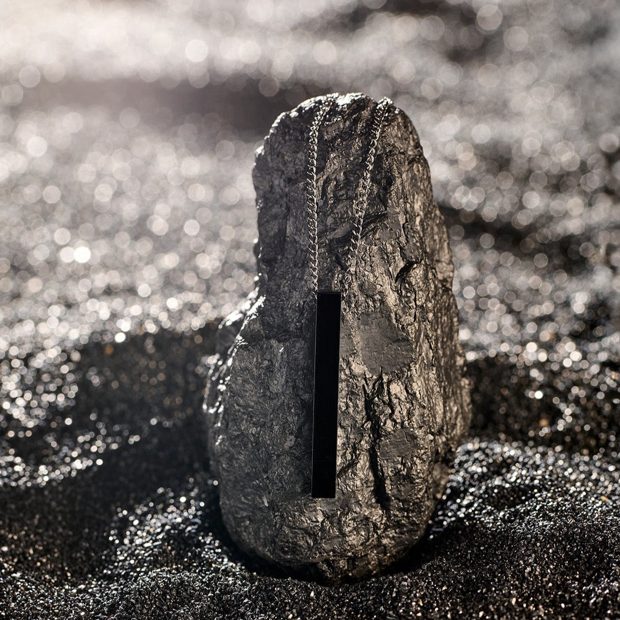 Long pendant ketting zwart